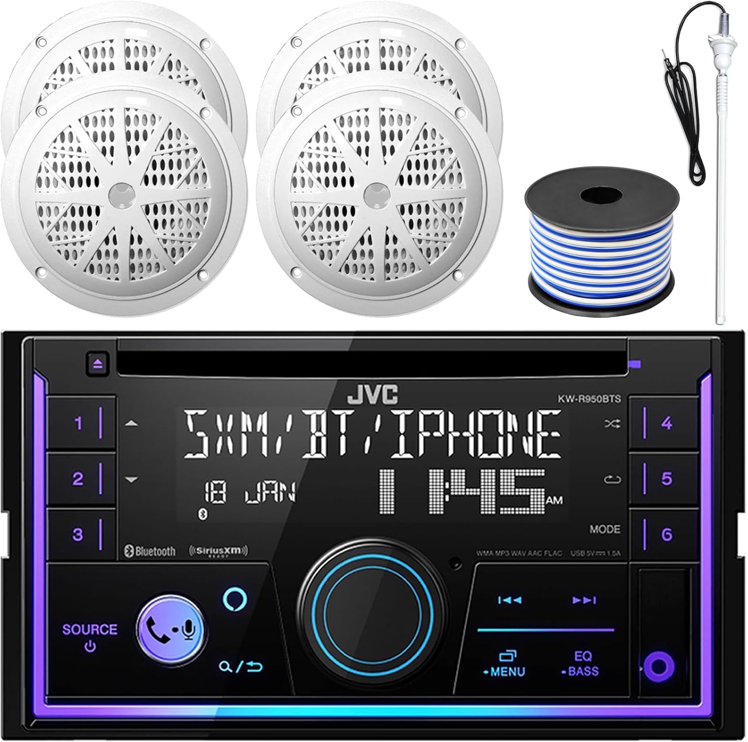 JVC KW-R950BTS Double-DIN Bluetooth USB/AUX CD Player AM/FM Radio Stereo Receiver