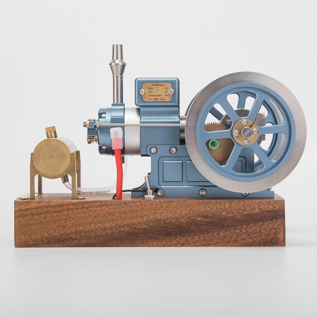 Metal Engine Internal Combustion Engine Model That Works, 6CC Mini Fixed-Type Four-Stroke Adjustable Speed Gas Engine Model, Realistic Engine for Hobbyists and Collectors (RTR Version/Blue)