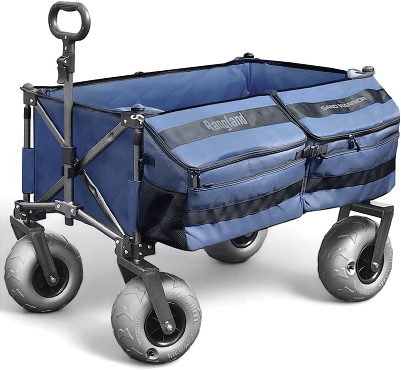 Ultimate Beach Wagon with Big Wheels for Sand and Removable Cooler, Foldable All-Terrain Heavy Duty Folding Cart with Balloon Air Tires, Large Dual-Compartment Outboard Carrier (34L)