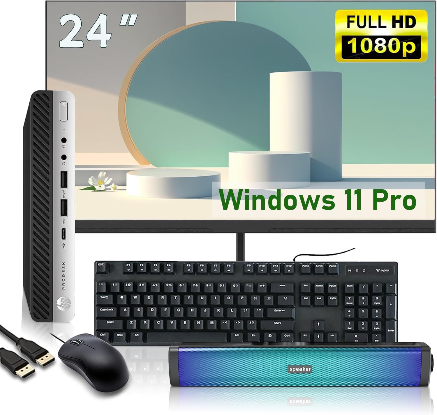 HP ProDesk 600 G4 Mini Desktop PC with 24