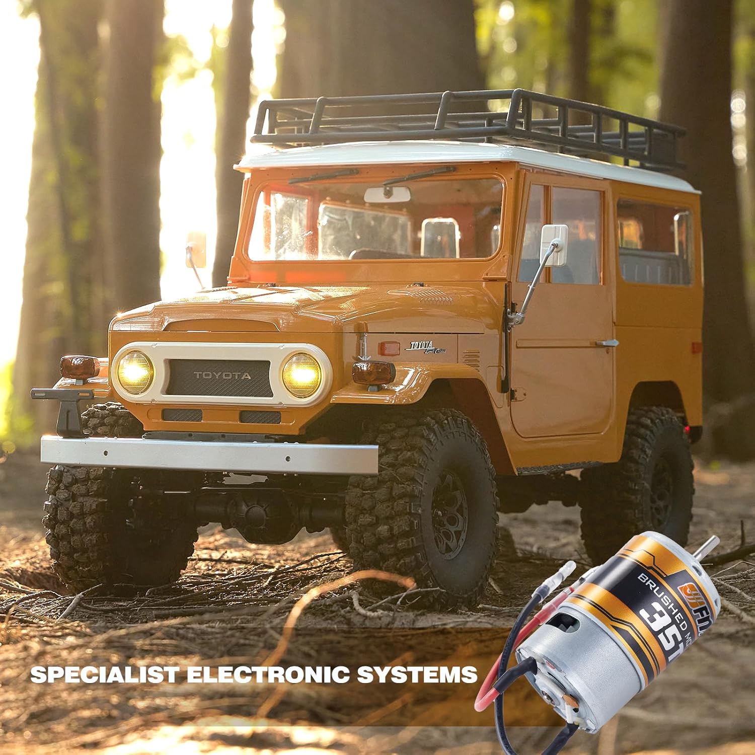 BEEZRC FMS 1/10 RC Crawler FJ40 Toyota Licensed 4WD 2.4G Model Car Hobby 4x4 Rock Crawler Offroad Truck Remote Control Car with Transmitter for Adults (Yellow) FMS11035RSYL