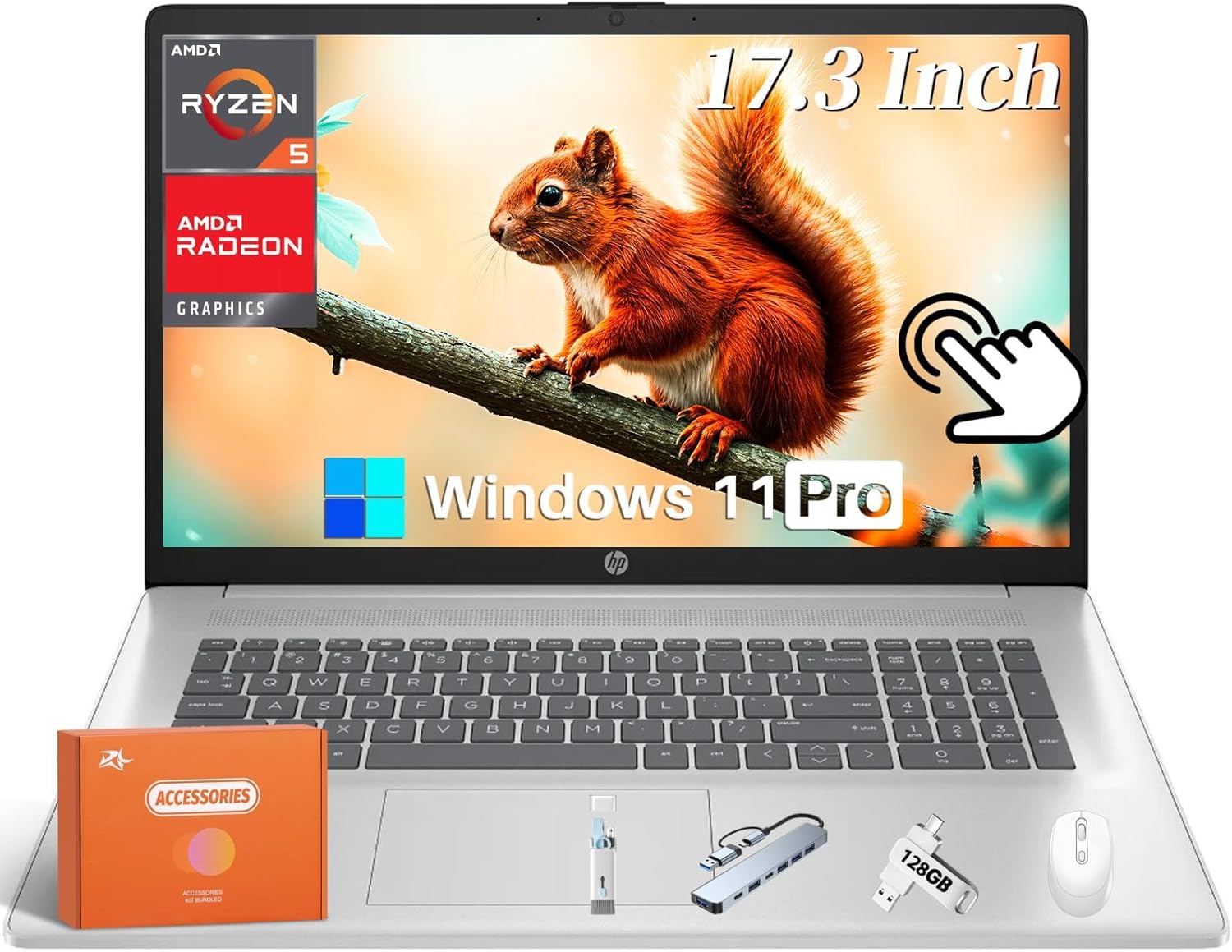 HP 17 Inch Touchscreen Laptop for Business, Windows 11 Pro, 17.3