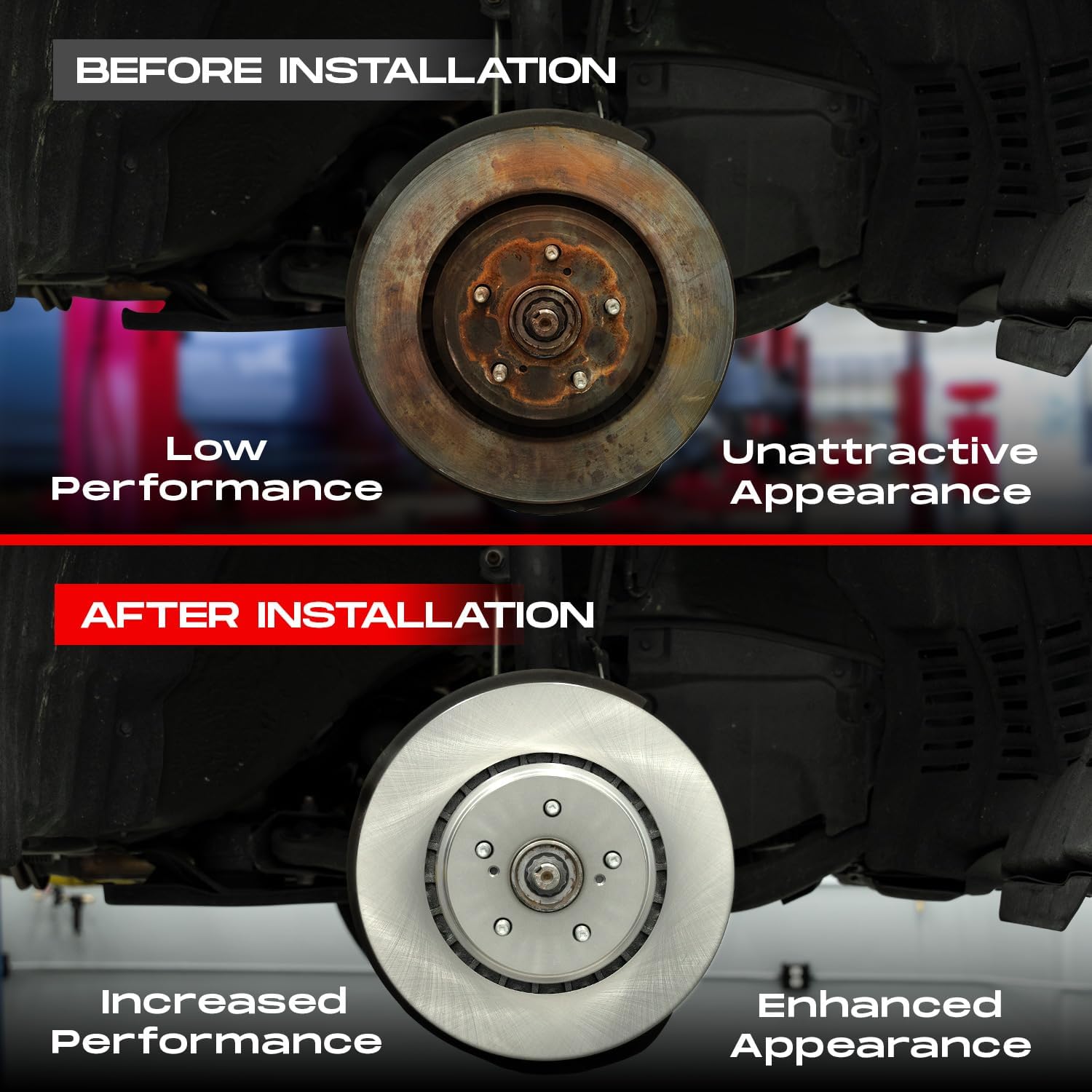R1 Concepts Rear Brake Kit For 2016-2020 Lexus GS; 2015-2022 Lexus RC F| Blank Brake Rotors| Optimum Oep Brake Pads and Rotors Kit