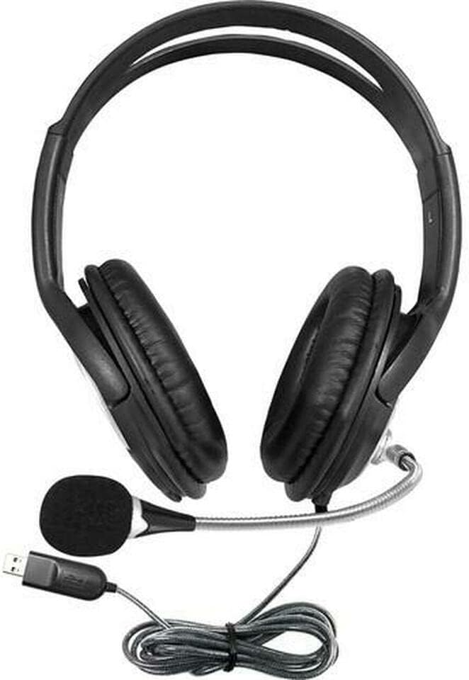 HamiltonBuhl WSP2BK-40 WorkSmart Plus Deluxe-Sized USB Headset with Steel-Reinforced Gooseneck Microphone, Padded Headband and Leatherette Ear Cushions (Pack of 40)