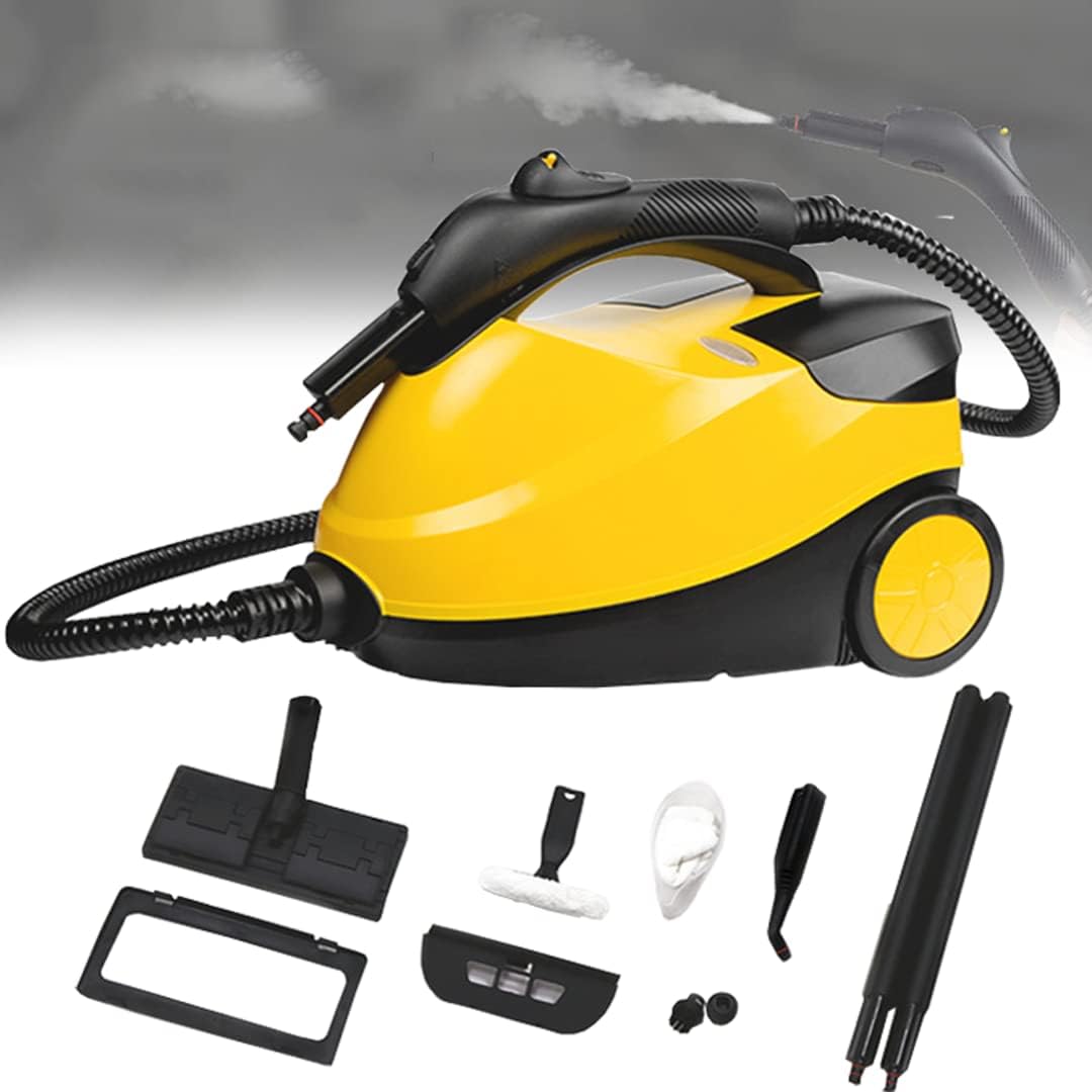 ZWEBY High Pressure Steam Cleaner,Multi-Purpose Steam Cleaner 2000W Adjustable Heavy Duty Rolling Cleaning Machine Home Steamer for Floor Carpet with 11 Accessories