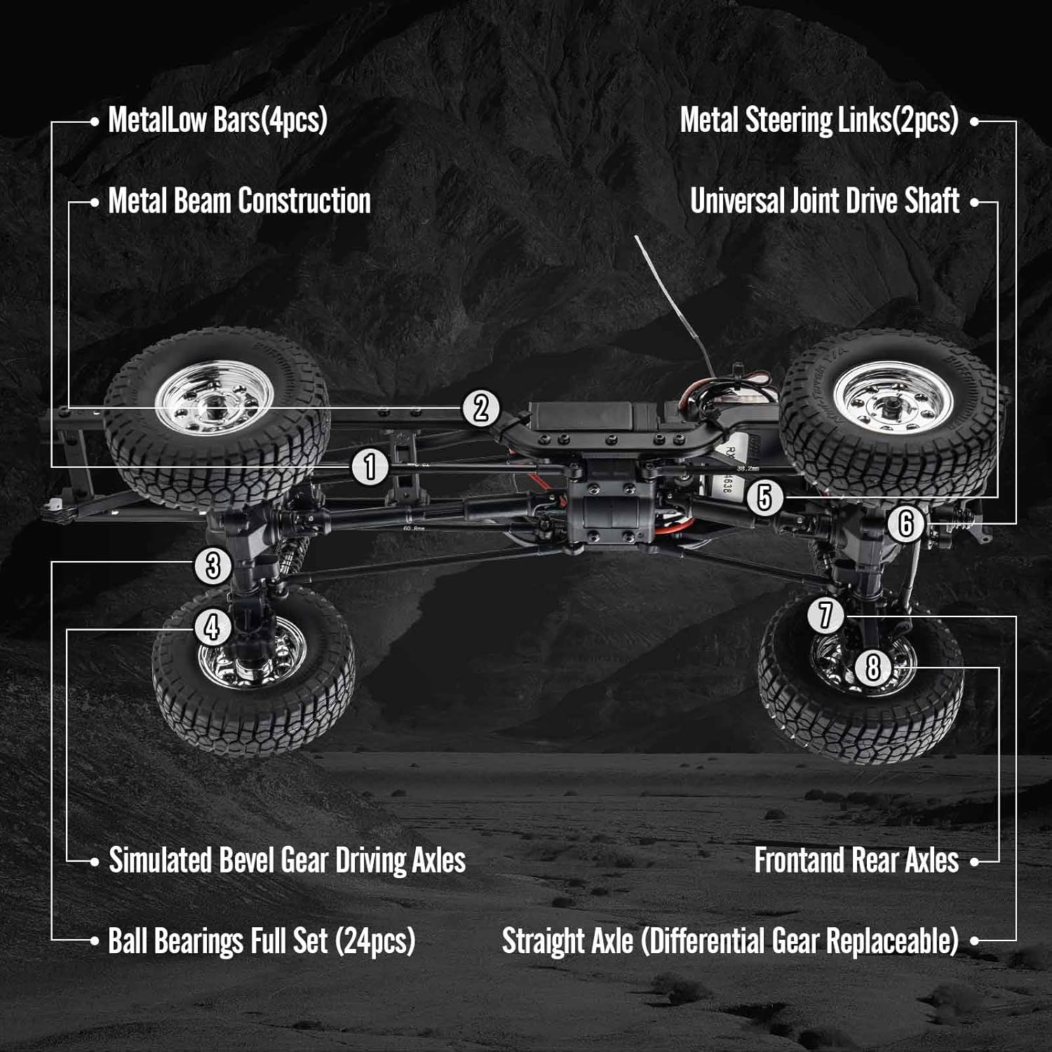 BEEZRC FMS 1/18 RC Crawler FCX18 Chevy K10 RC Truck RTR RC Car Official Licensed Model 8km/h 4WD 900mAh Hobby RC Cars Remote Control Car with LED Lights Vehicle 4-Ch 2.4GHz Transmitter (Red)