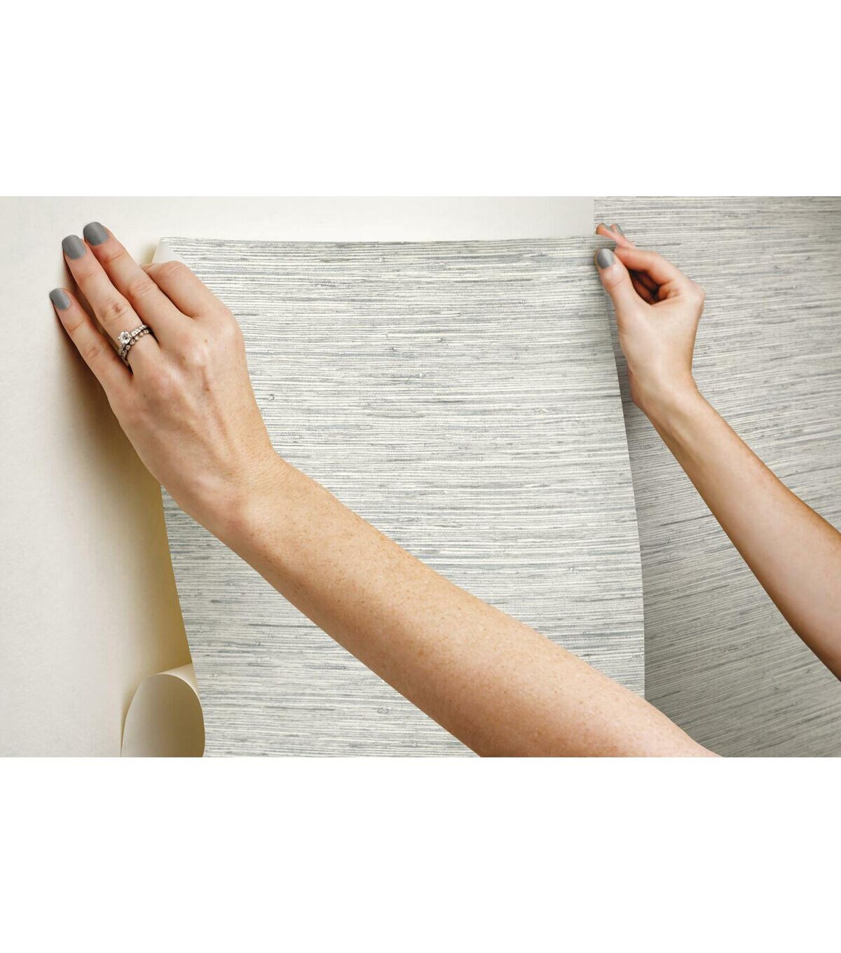 RoomMates Faux Grasscloth Peelable Wallpaper Grey