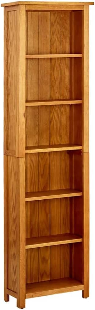 GeoHome 6-Tier Bookcase | Wooden 6-Shelf Bookshelf | Rustic Wood Bookcase for Bedroom Living Room Home Office | Brown Solid Oak Wood and MDF 20.5