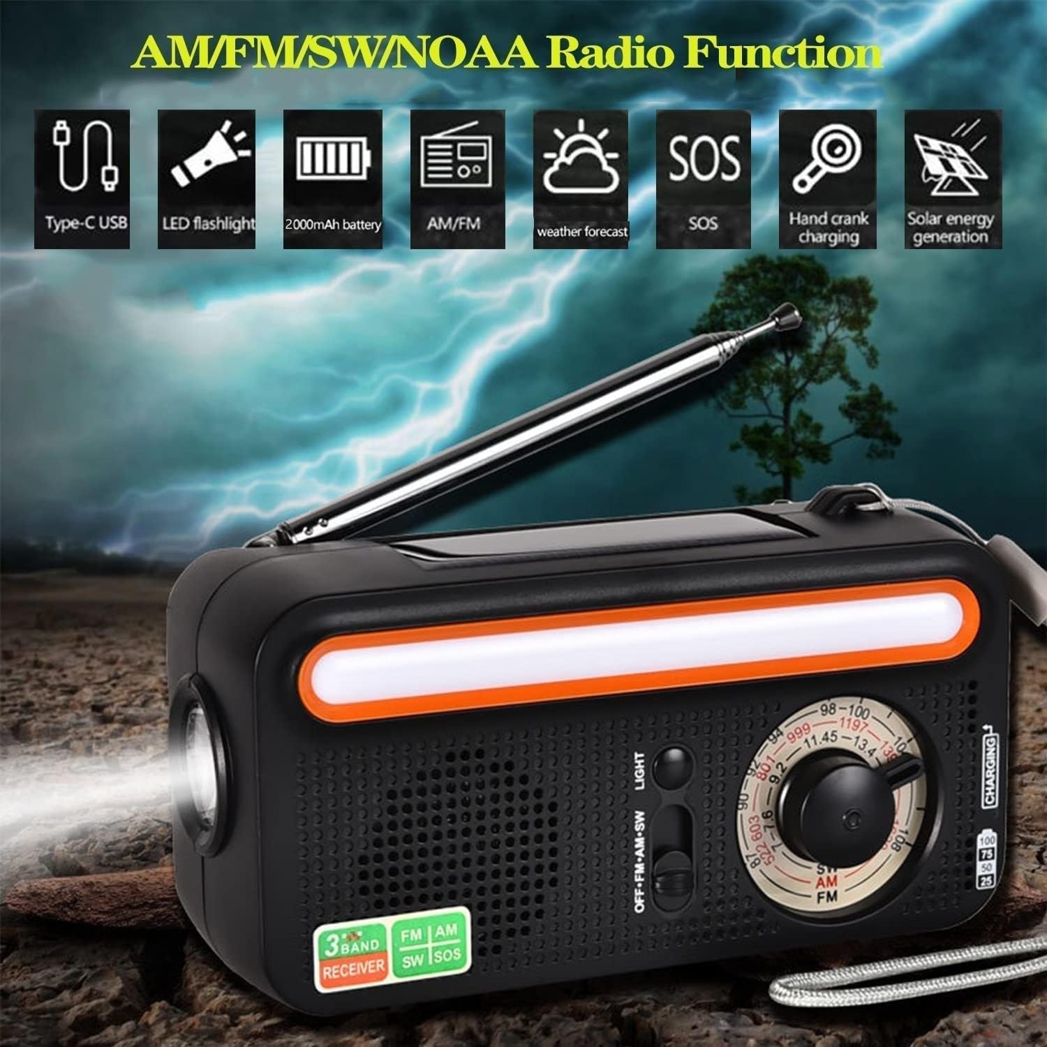 Portable Weather Radio with Led Flashlight