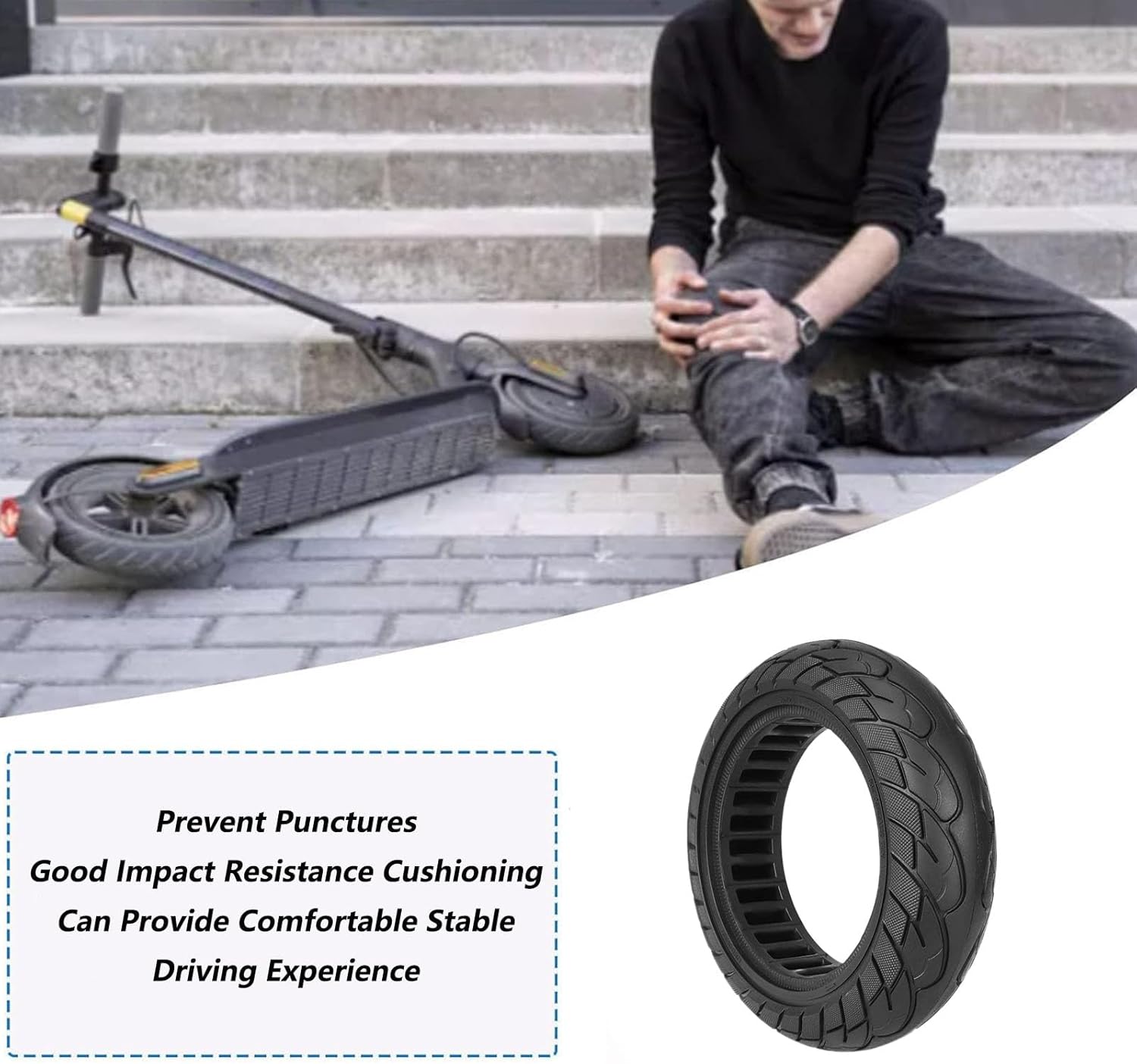 10X2.5 Solid Tires 10 Inches Electric Scooter Wheels Replacement Anti Puncture Tire with 45 mm Card Slot for G30 G30P G30LE G30LP Rubber Tire Replacement,1pcs