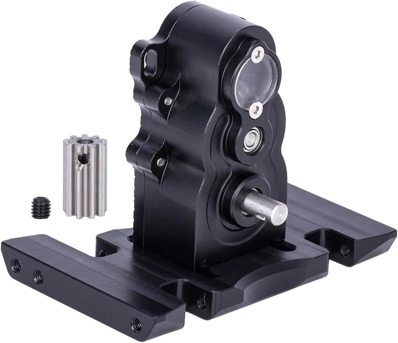 RC Car Parts Compatible with Traxxas for TRX4 for SCX10 for LCG Vertical Middle Transmission Gearbox with Skid Plate for 1/10 RC Crawler Car Parts(Black)