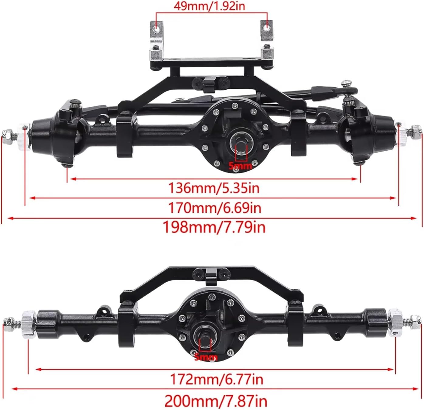 RC Car Parts for Gelande II for TF2 D90 D110 for Yota II 1/10 Axle Front and Rear Straight Complete Axels Replacement RC Crawler Car Upgrades Parts(Set)