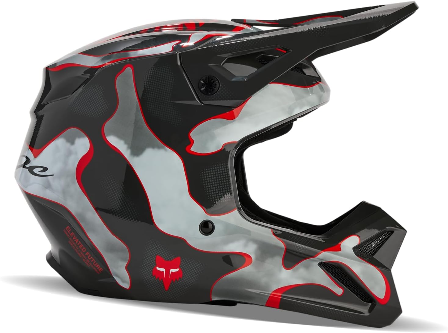 Fox Racing Unisex V1 Motocross Dirt Bike Helmet, Grey/Red, X-Small