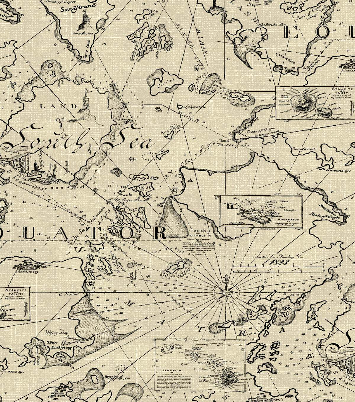 Tommy Bahama 20.5' x 18' Parchment Chartered Peel & Stick Wallpaper