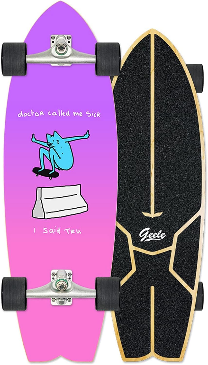 Longboard Dancing Cruiser Skateboard 107×23cm Complete Board Double Kick Drop-Through Freeride Skating Cruiser Boards High-Speed ABEC-9 Bearings for Youths Adults Kids Beginners