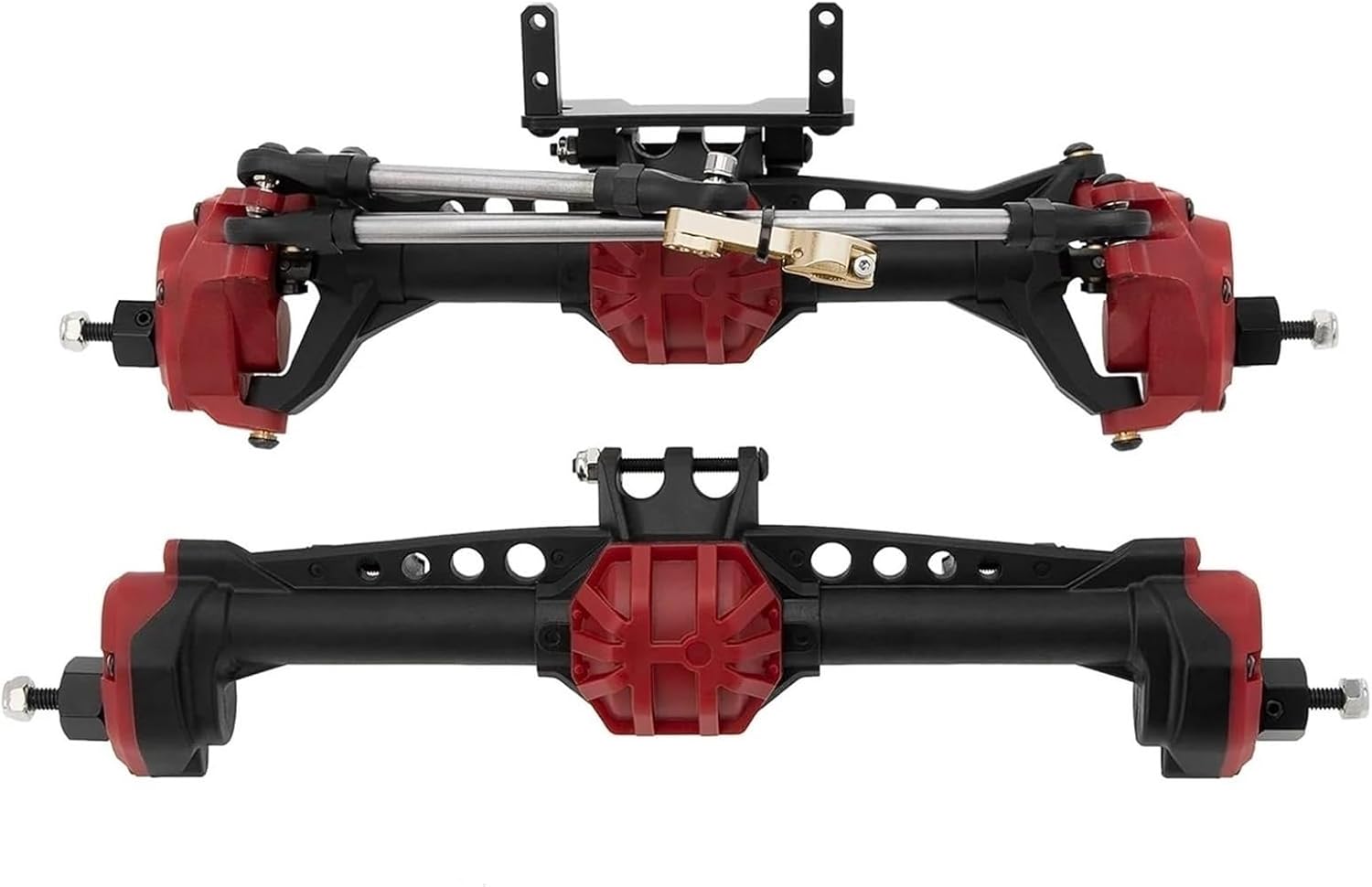 RC Car Upgrade Parts for Axial for SCX10 II 1/10 RC Crawler Car Upgrade Portal Axles Front Rear Axle with Steel Gears Metal Bearings Modified Parts(Red)