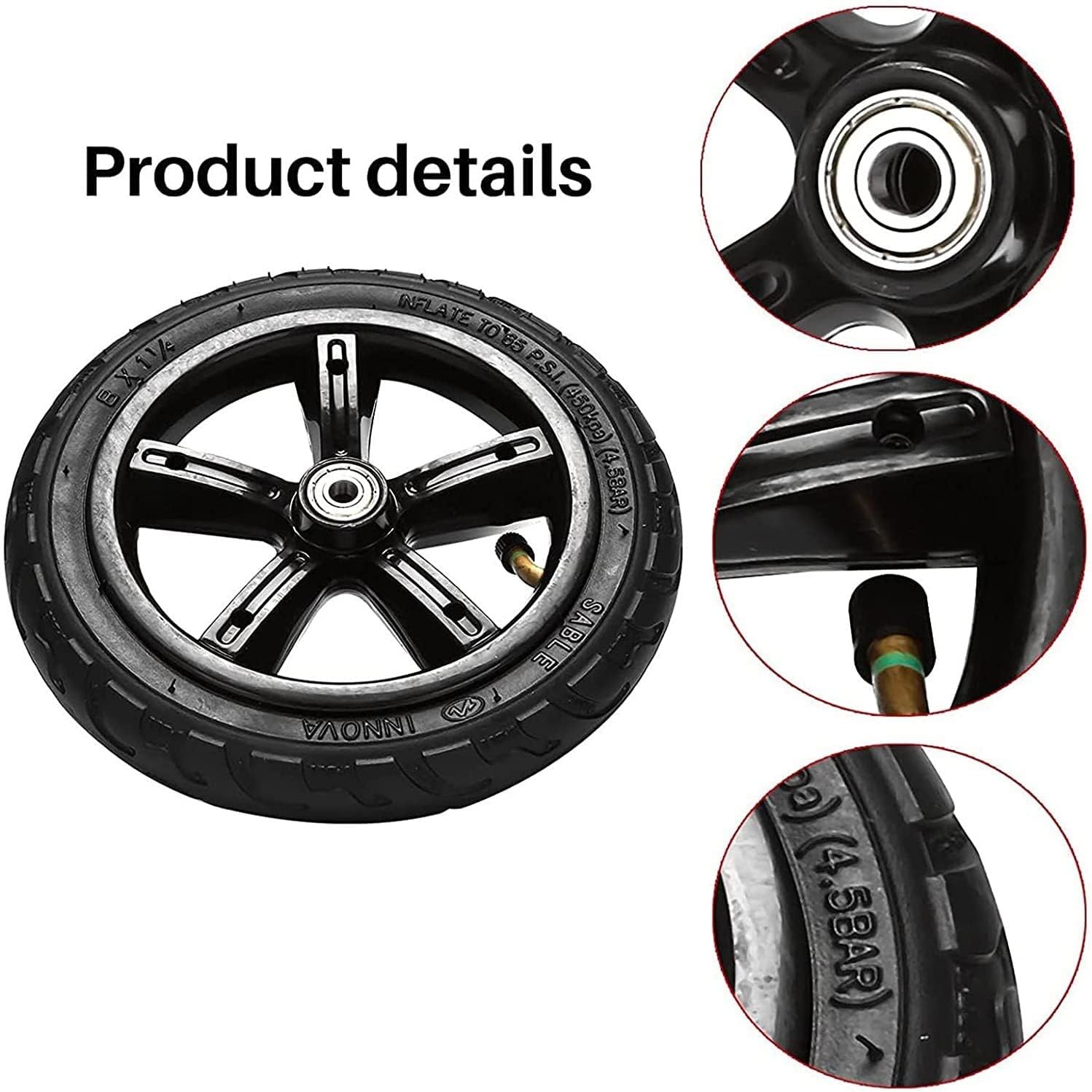 Electric Scooter Tires 8 Inch Electric Scooter Tire with Aluminium Alloy Hub 8×1 1/4 Inner Tire 200×45 Pneumatic Tire Whole Wheel Electric car Tires