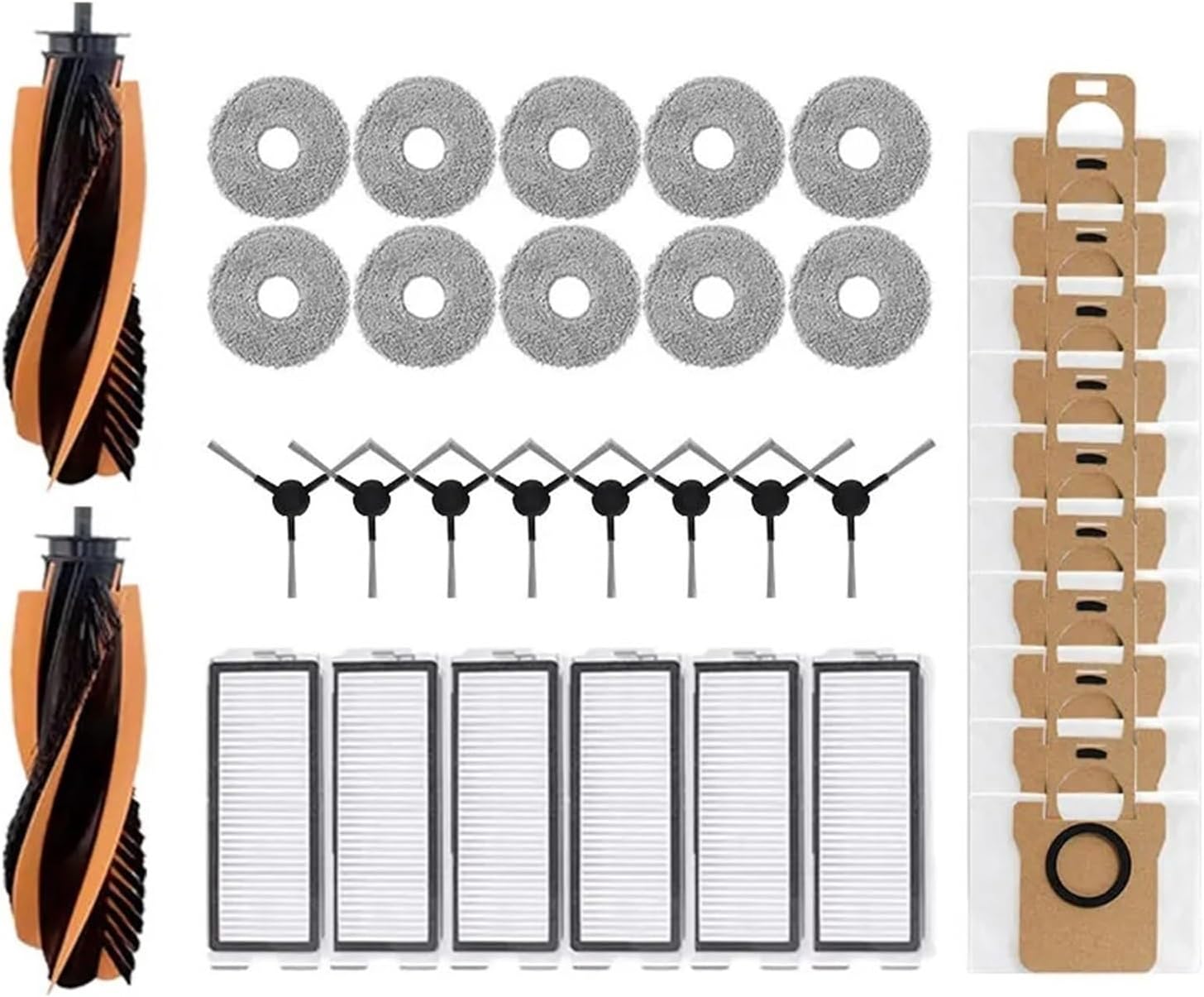 Robot Vacuum Accessory Kit, Compatible With JONR P20 PRO/T5 Pro, Main Side Brush HEPA Filter Mop Cloth Replacement(36PCS 2B10M8S6F10D)