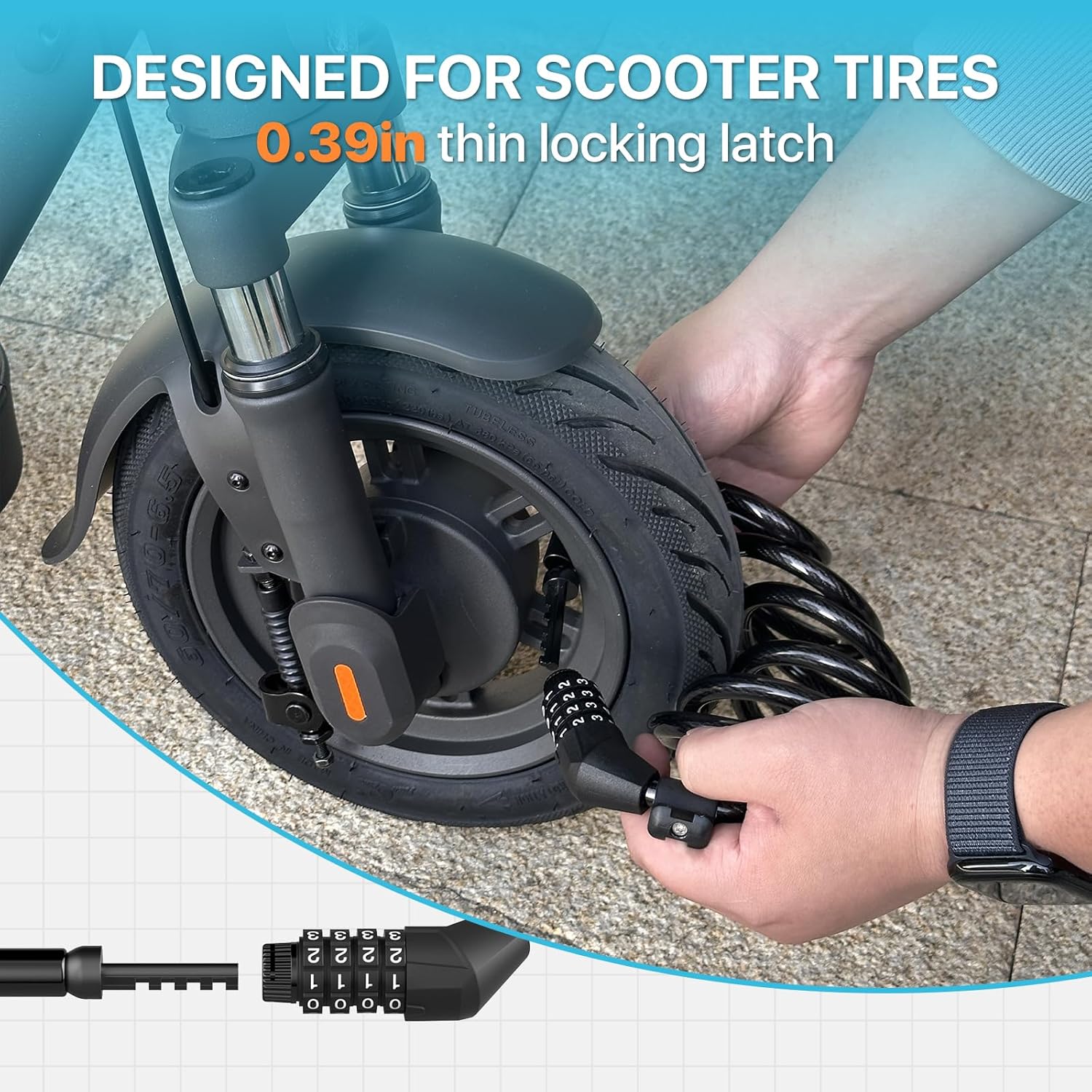 Electric Scooter with Lock,Front Suspension Kick Scooter,8.5 Solid Tires,300W Motor,Smart APP Control,15.5MPH, E Scooter