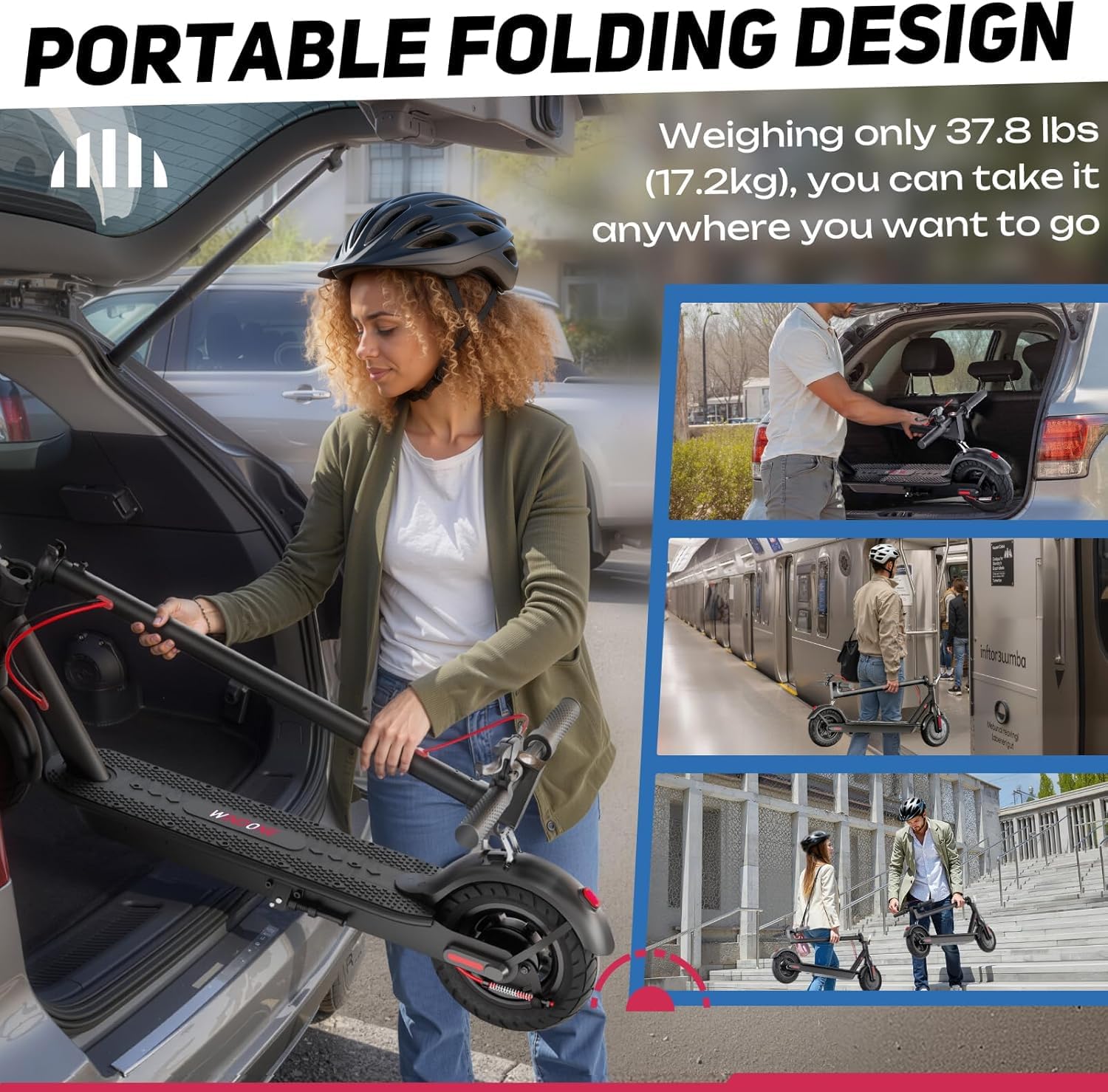 Windone Electric Scooter for Adults, 430W Peak Motor, 19MPH & 17-Mile Range, Foldable Commuter Scooter with 10