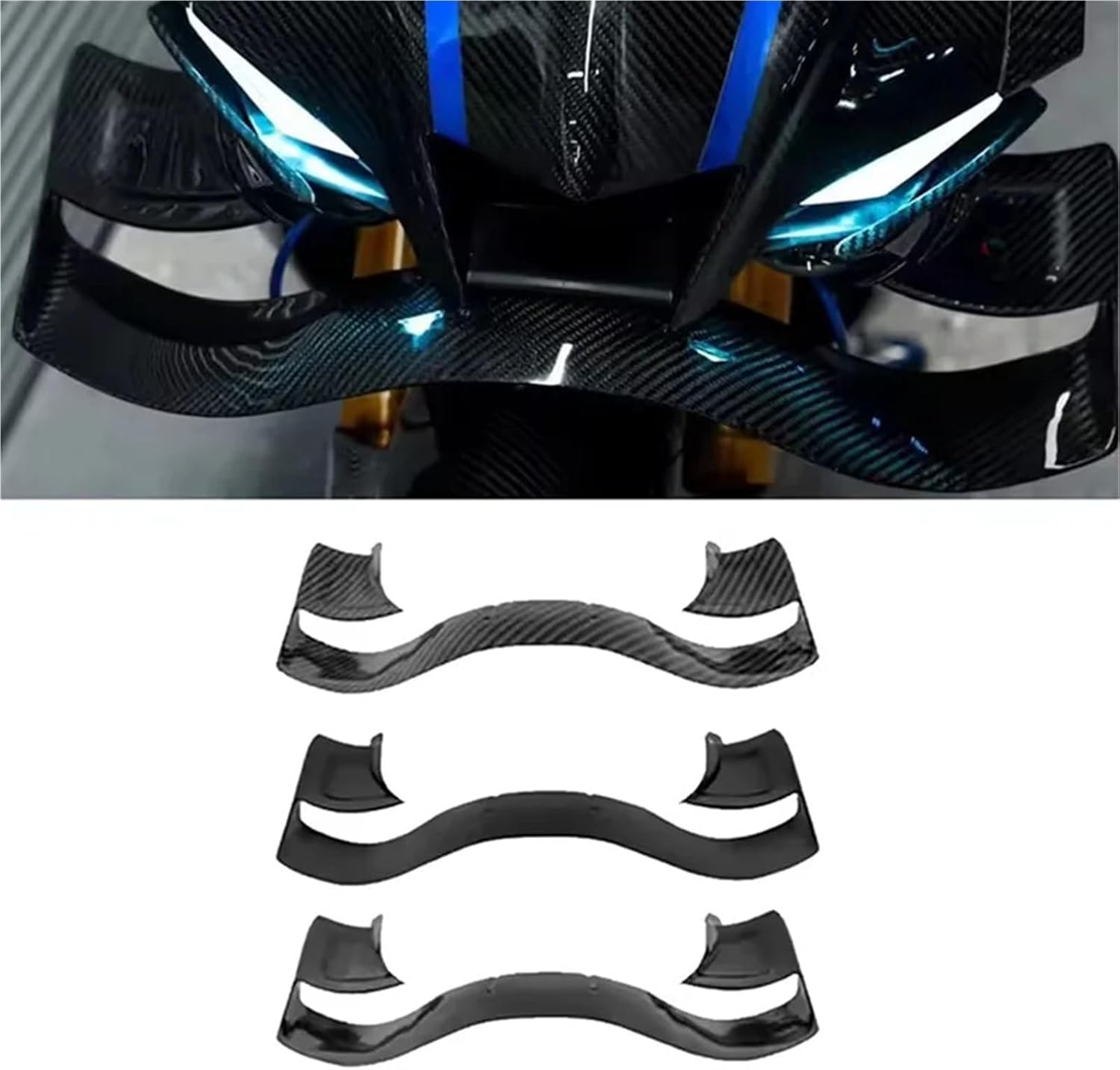 Fixed Wing Downforce Winglets Spoiler for Yamaha R1 R1M 2020-2024 Motorcycle Front Fairing Components Motor Parts(Glossy Black)