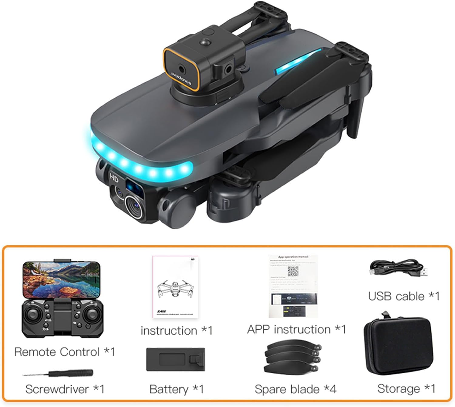 Drone with Camera, Foldable RC Quadcopter with Upgrade Altitude Hold, Headless Mode Portable Mini Drones with Carrying Case Remote Control Quadcopter Drone for Beginners Christmas Gift