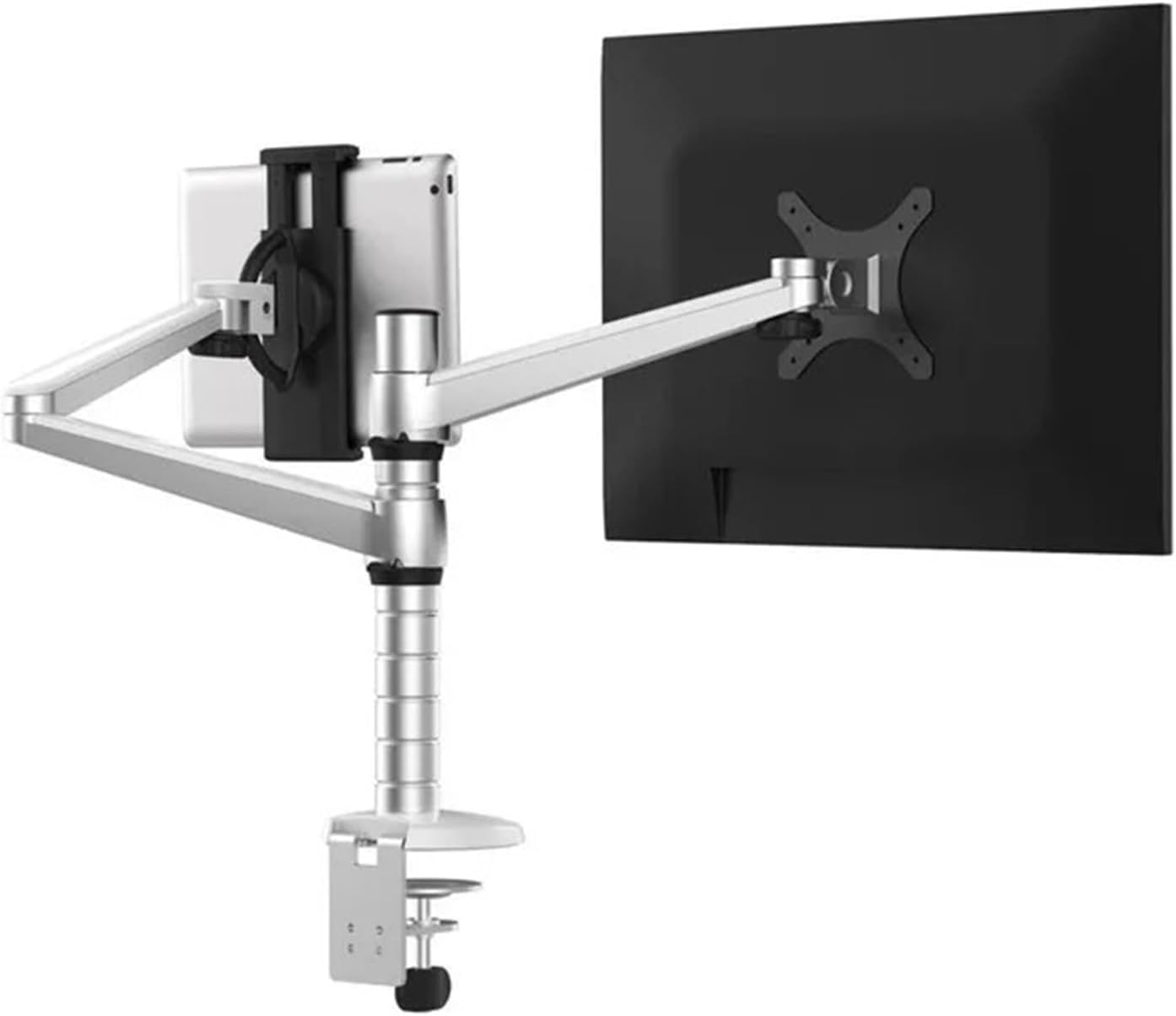 OA-8 Desk Clamp Full Motion Height Adjustable Dual-Arm Stand + Single-Arm Monitor Stand