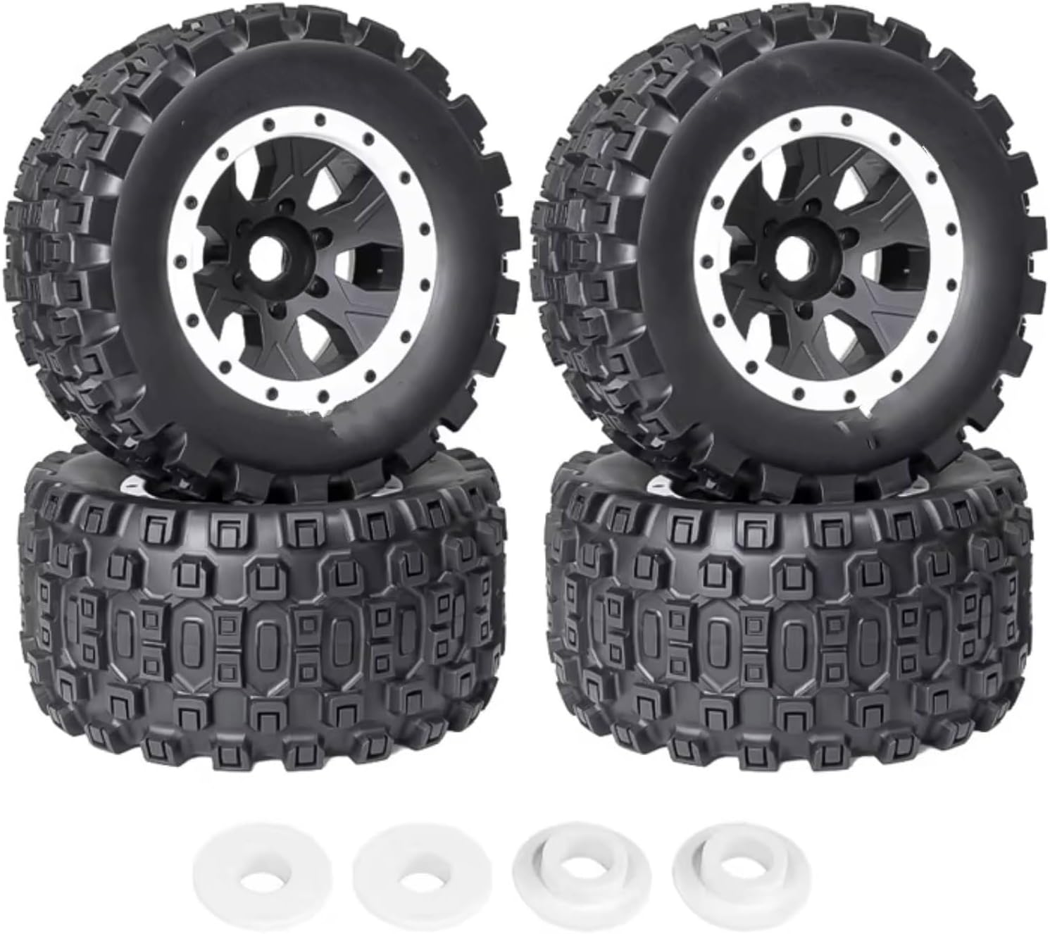 Models Upgrades Parts For Arrma For Kraton 8s For Arrma For Traxxas For X-Maxx 1/5 Rc Car 4pcs 211mm 24mm Hex Rubber Tires Wheels(Silver)
