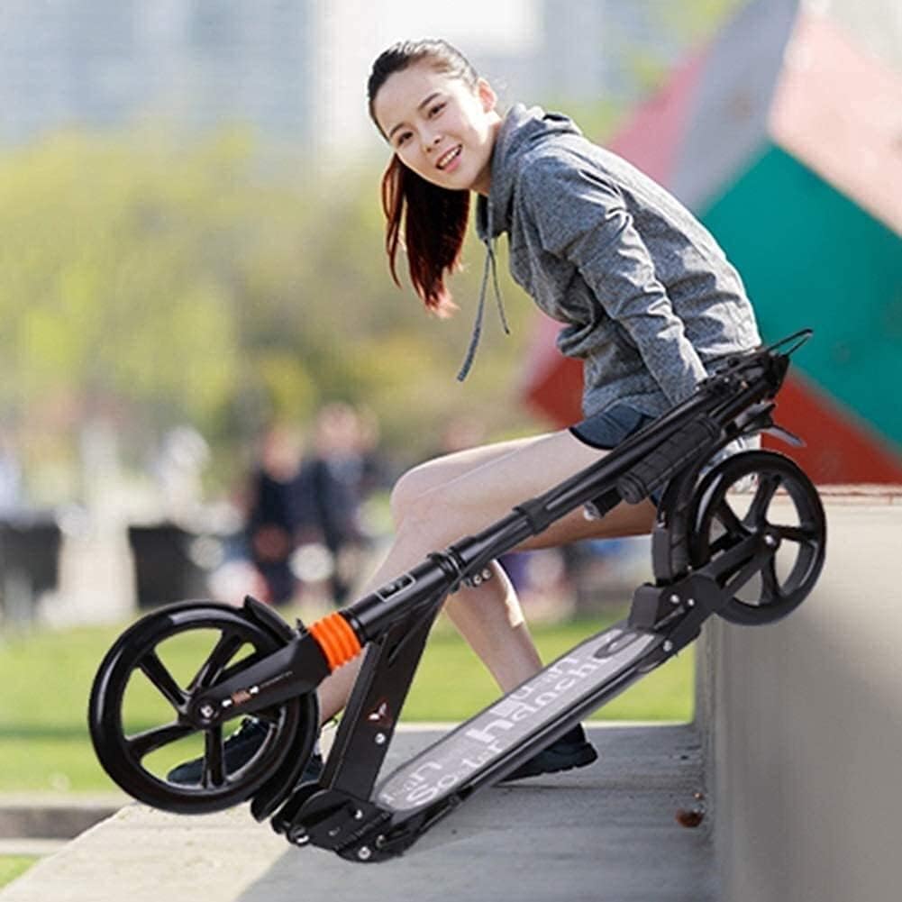 Scooters Kick Scooter for Adults Kids Adult Scooters with Folding Handle Portable Commuter Scooters with Big Wheels Birthday Gifts for Adults/Teens/Kids Up to 100kg Non-Electric (Color : White)