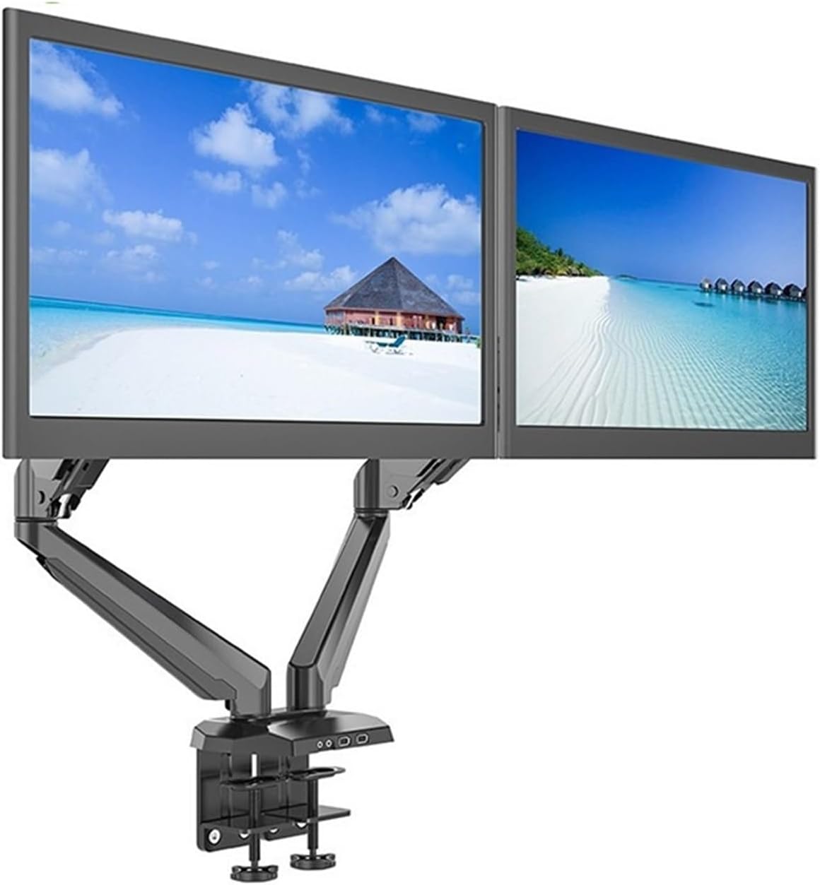 Dual-Screen air Pressure Computer Screen Monitor GM224U Lifting and Rotating Desktop Heightening Aluminum Alloy Hanger(Black)