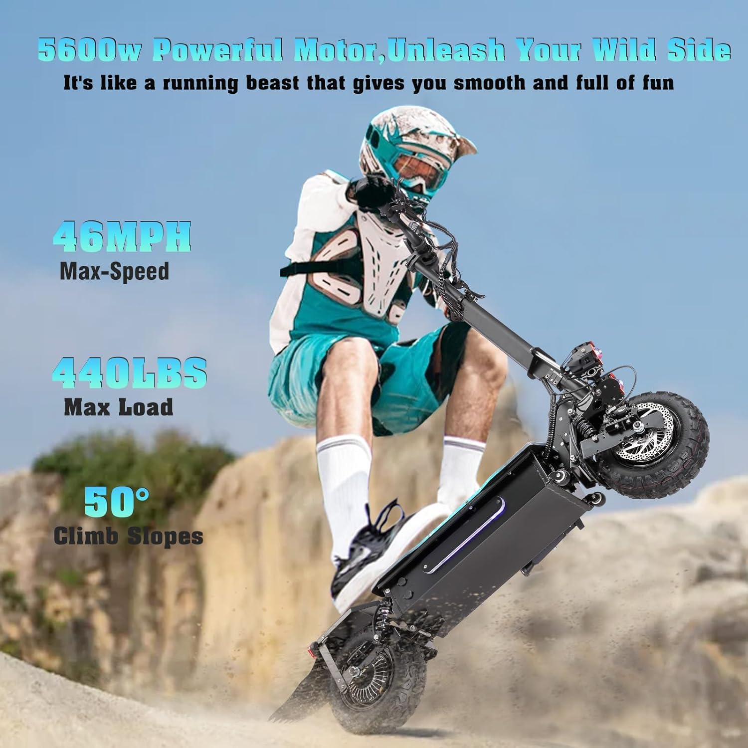 Electric Scooter for Adults, 5600W/1500W/1200W/800W Motor Fast Electric Scooter, 46/40/35 MPH Top Speed, 27Ah/20.8Ah/15.6Ah Battery, 10/11