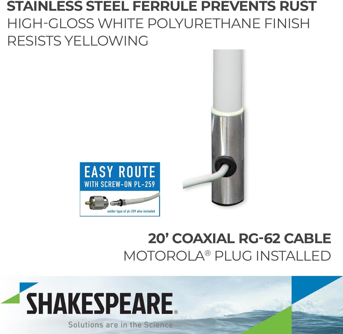 Shakespeare Antenna CB 8' Galaxy W/20' Cable