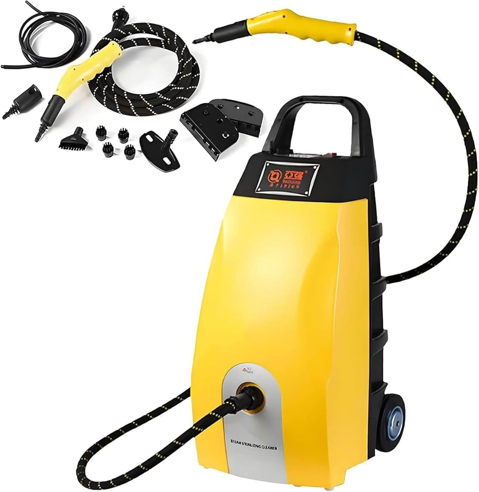 3000W Steam Cleaner, Multipurpose High-Pressure Steamer, Powerful Continuous Steam Washer with 6 Brush Heads, 3.5L Water Tank, for Kitchen Home,Upholstery, Bathroom, Tile, Car Yellow