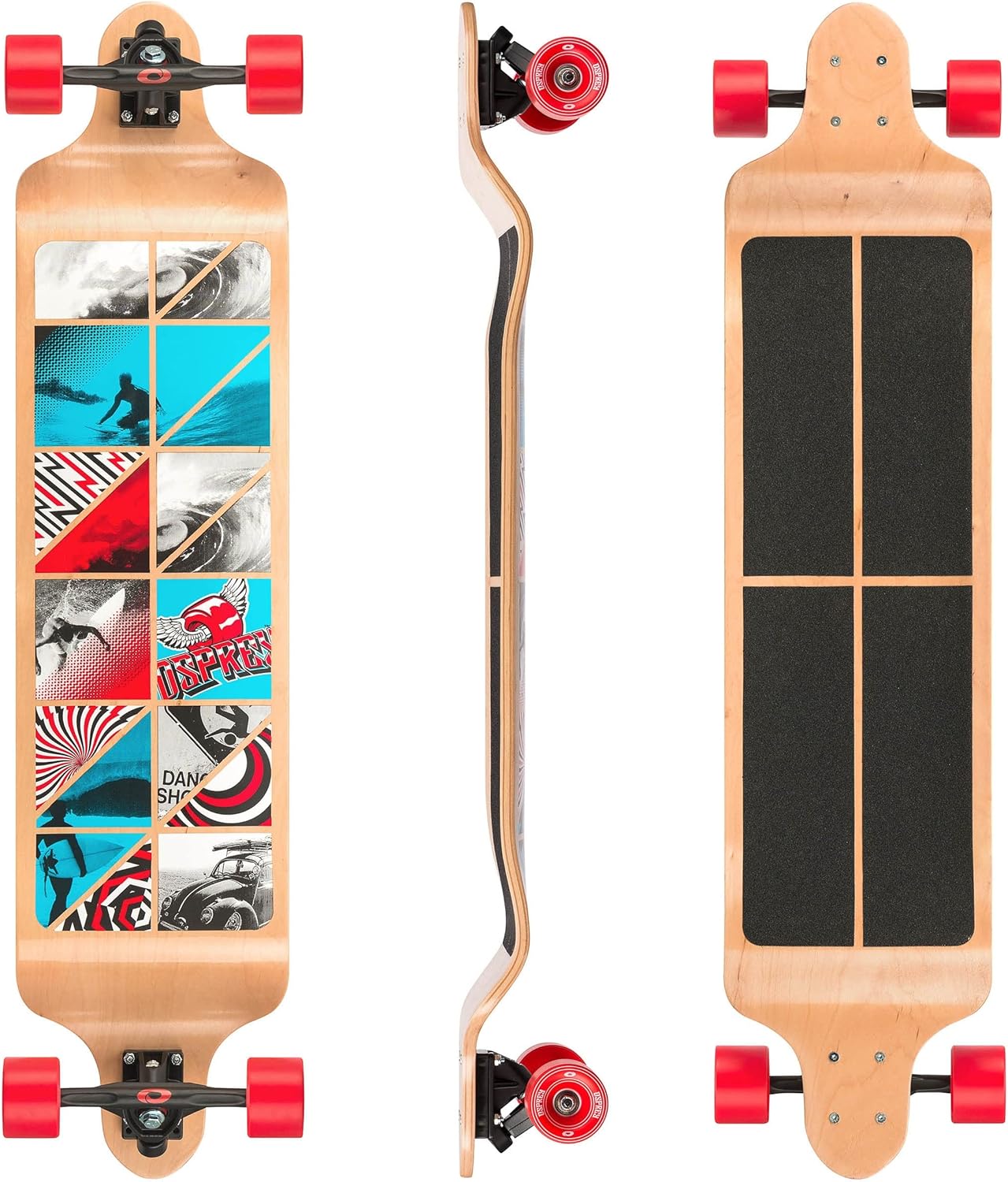 Osprey Twin Tip Longboards, Complete Skateboard- Multiple Styles