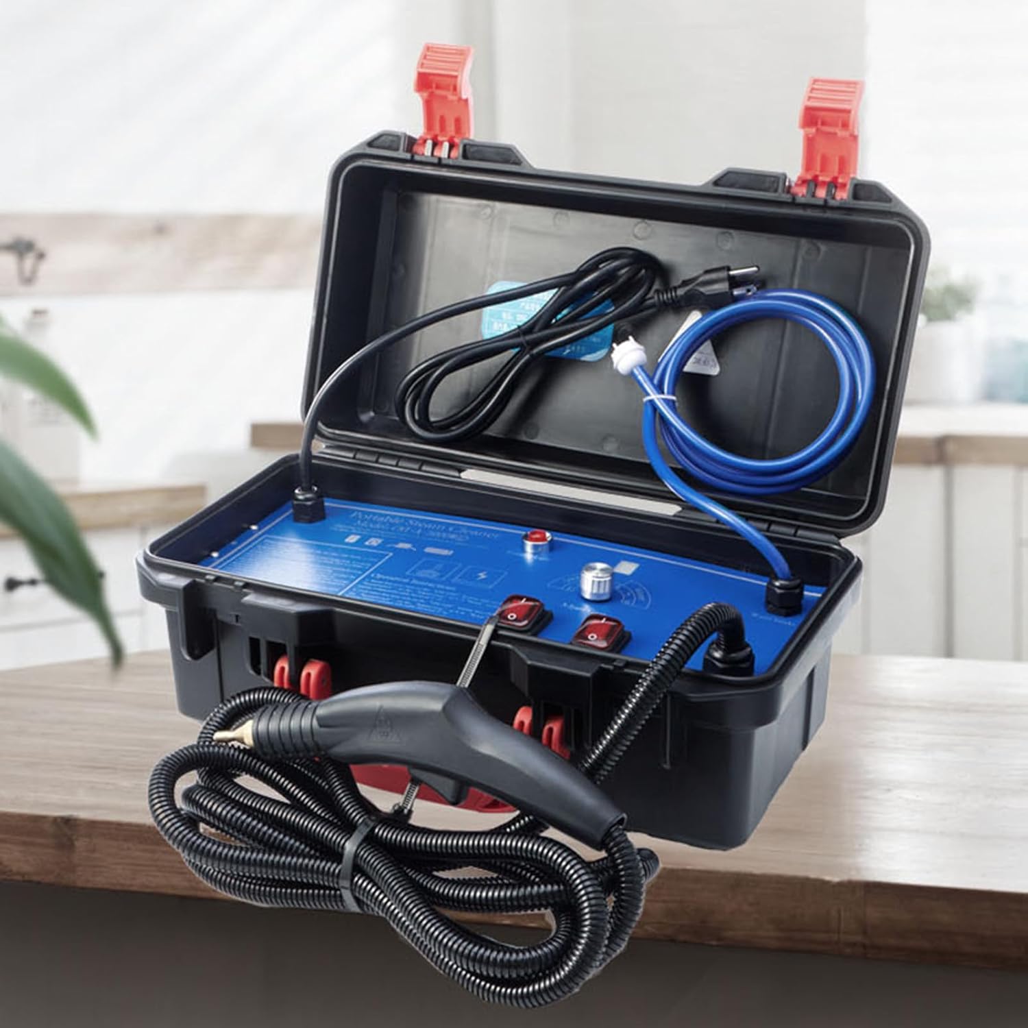 ZZBSOD High Pressure Steam Cleaner, High Temp Portable Steamer Machine for Cleaning, Tankless and Heavy Duty for Commercial Home Use Grout Tile Kitchen Bathroom Car Detailing,110V-1700W