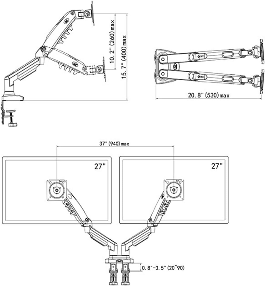 F160-FP Laptop Stand Arm Dual Screen Monitor Stand Arm Computer Display Screen Stand