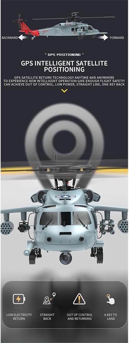 RC Brushless Helicopter, YUXIANG F09-H SH60 Seahawk 1/47 8CH Dual Brushless DD 6G/3D Stunt Copter Model (Include FC&GPS/RTF Version), 42 x 42.5 x 12cm