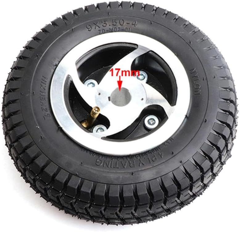 9x3.50-4 Inflation Wheel 9 Inch Pneumatic Tire Inner Tube With Keyway Hub Compatible With Trolley Scooter ATV Go Kart Cart Models(17mm)