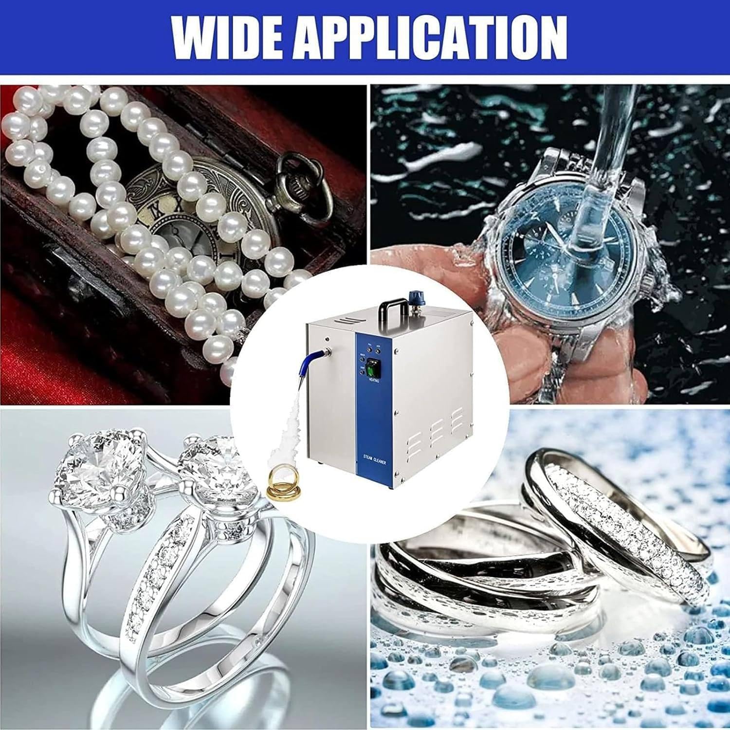 1300W/2200W 110v Stainless Steel High Pressure Jewelry Steam Cleaner, Professional Gem Washer Gold and Silver Jewelry Steam Cleaning Machine Goldsmith Equipment,4L