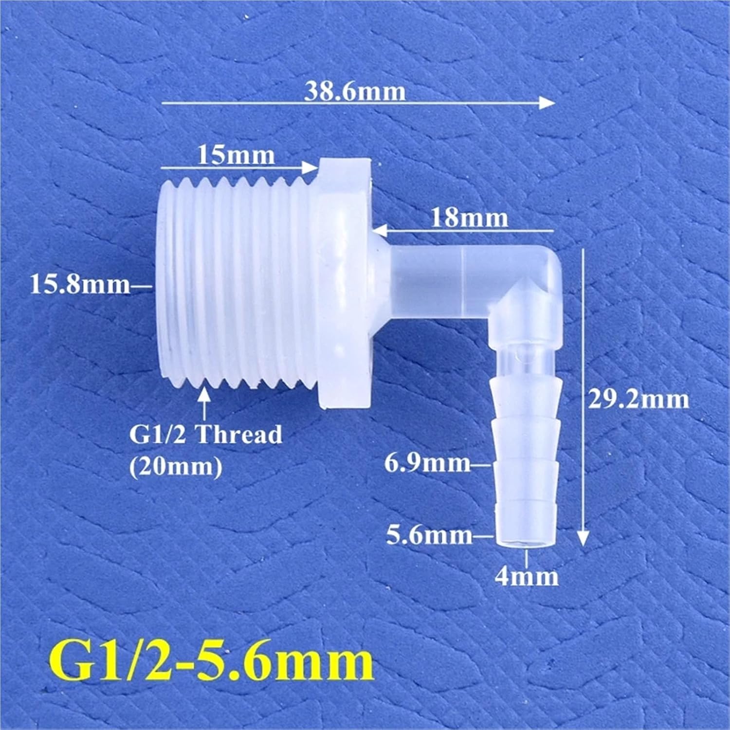 5~200pcs G1/2 to 6.4~19.5mm Food Grade Plastic Pagoda Elbow Connector Irrigation System Water Hose Joint Aquarium Tank Fittings(G1I2-5.6mm,200 Pieces)