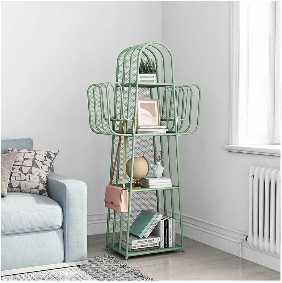 Etlegor 4-Tier Ladder Bookshelves, Free-Standing Storage Display Shelves Creative Cactus Bookcase Storage Organizer for Home Office Bookshelf for Bedroom (Color : Green, Size : 42x30x150cm)