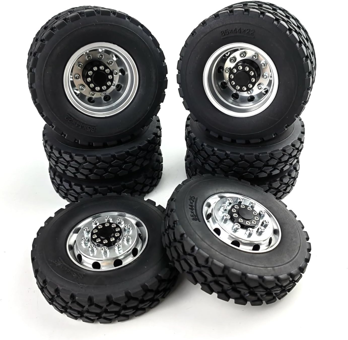 For Tamiya 1/14 Front Rear Wheel Tires Complete Set Metal Hub Rubber Tyre RC Tractor Truck Car Upgrade Parts Models
