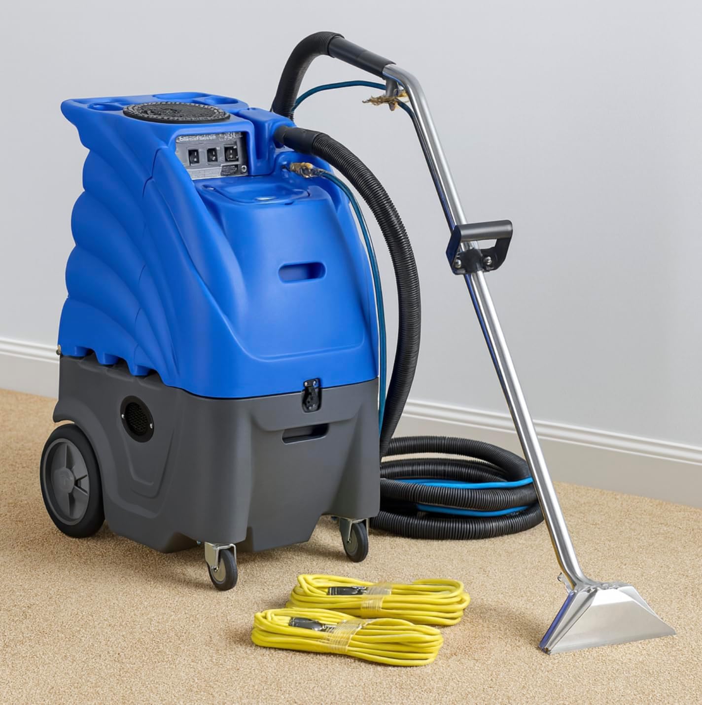 Commercial 12 Gallon Cold Water Carpet Extractor – 100 PSI Dual 2-Stage Vacuum, 25' Hoses & 12