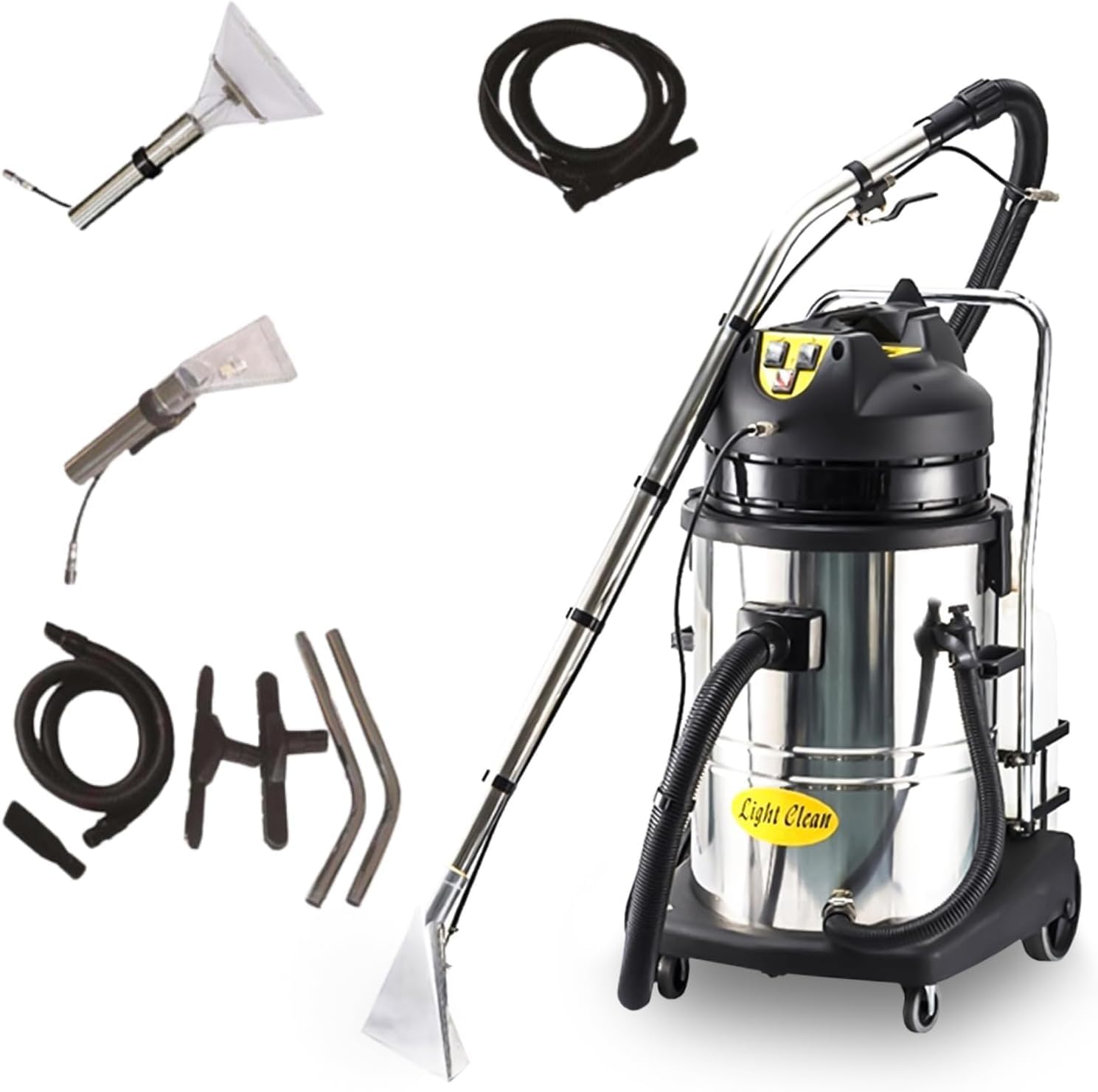 60L/15.85Gal Commercial Carpet Cleaning Machine, Professional Carpet Cleaner Machine Vacuuming and Water for Wet Dry with 6 types of Brush Heads