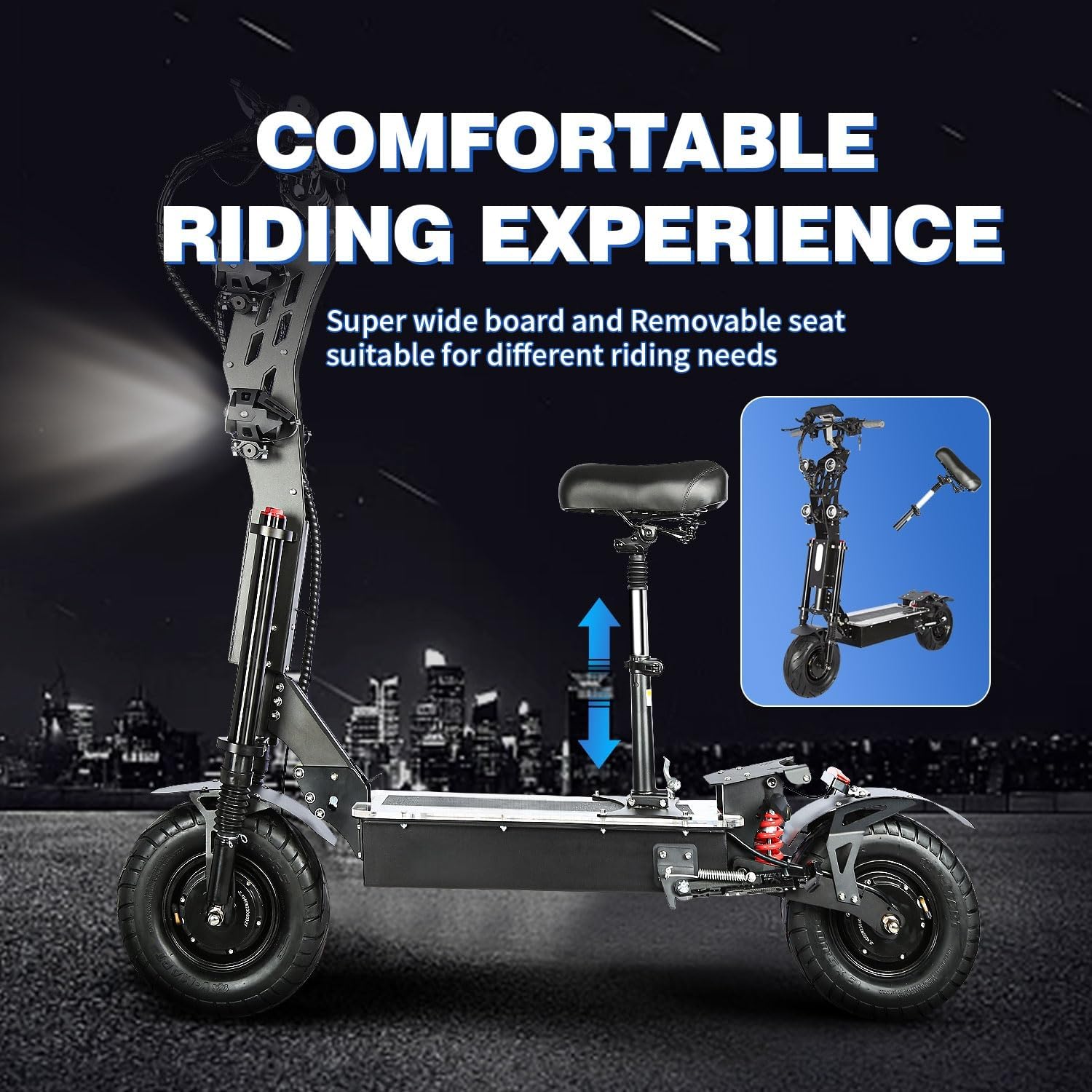 X13 10000W 65MPH Adult Electric Scooter with Seat, 75 Miles 72V 40Ah Battery, 13