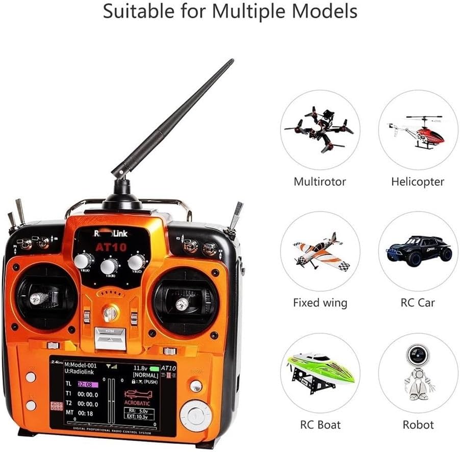 RC helicopter aircraft parts For RadioLink AT10 II 2.4Ghz 10CH RC Transmitter with R12DS Receiver PRM-01 Voltage Return Module for RC Quadcopter Fixed Wing Replaceable accessories ( Size : Gold Mode 2