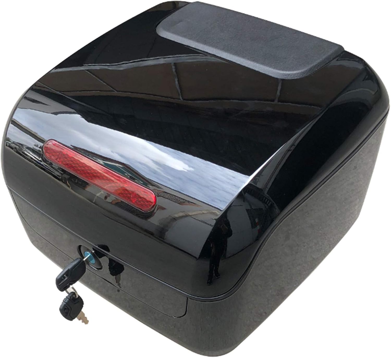 Motorcycle Storage Box, Motorcycle Top Box, Trunk Tail Box, Helmet Luggage Storage Top Case, With Universal Mounting Hardware, Storage Trunk With Lock, For Scooter/Motorcycle (Black 3×13×9.5 in)
