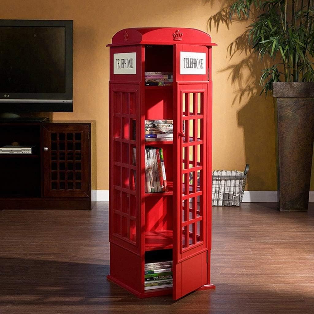 PAASHE 5 Tiers Bookshelf Creative Phone Booth Shape Bookcase Wooden Bookshelves Home Furniture Rack Bookcase 365x365x1130 Mm