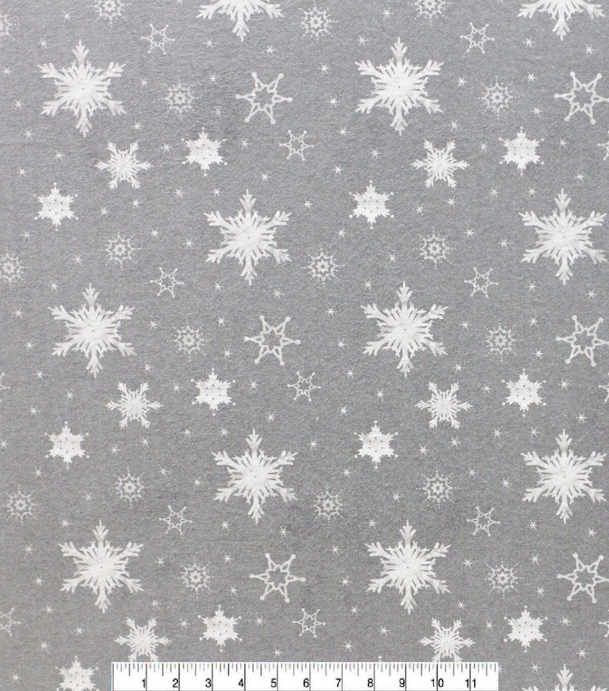 Snowflakes on Gray Super Snuggle Christmas Flannel Fabric