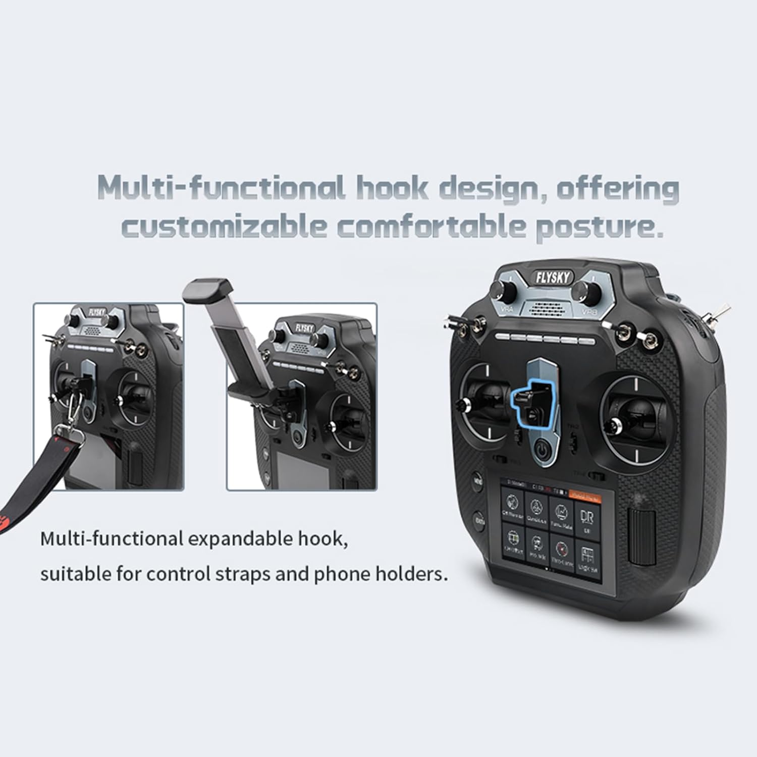 Goolsky Flysky FS-ST16 16CH 2.4GHz RC Transmitter with Receiver FS-SR8, 3.5 Inch IPS Screen Dual Antenna Remote Controller with Receiver for RC Car Boat Airplane (Left Hand Throttle)